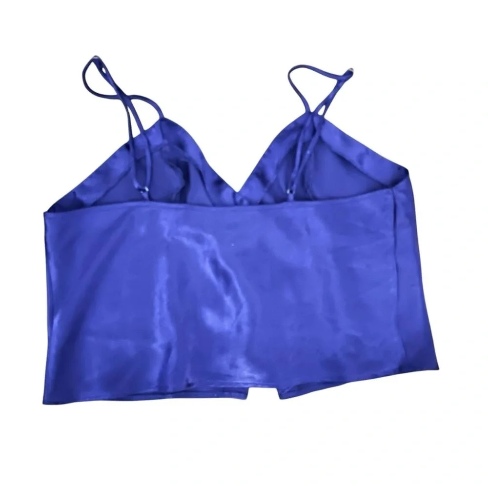 Vintage Fredericks of Hollywood Purple Satin Tie Tank Top Size L